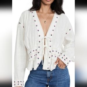 Free people gauze embroidered cardigan XS - S
